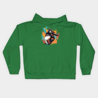 Monkey Playing Drums Kids Hoodie